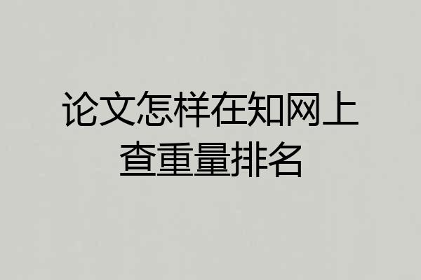 论文怎样在知网上查重量排名