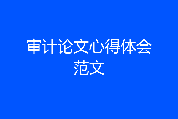 审计论文心得体会范文