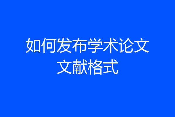 如何发布学术论文文献格式