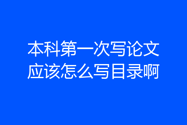 本科第一次写论文应该怎么写目录啊