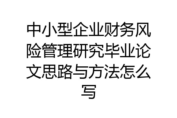中小型企业财务风险管理研究毕业论文思路与方法怎么写