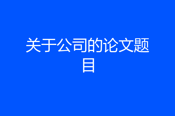 关于公司的论文题目