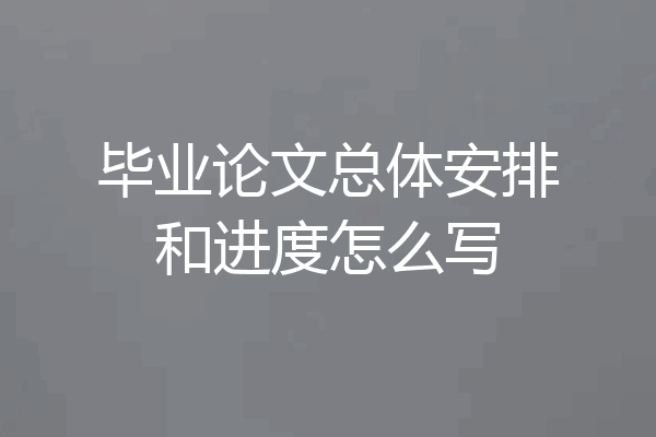 毕业论文总体安排和进度怎么写