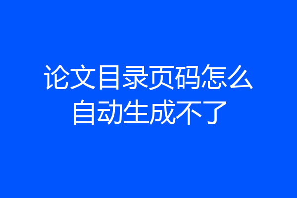 论文目录页码怎么自动生成不了
