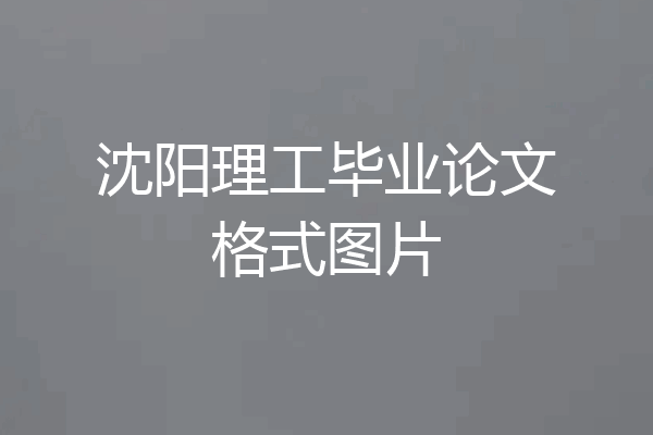 沈阳理工毕业论文格式图片