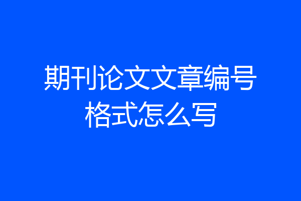 期刊论文文章编号格式怎么写
