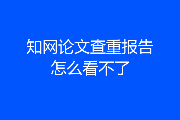 知网论文查重报告怎么看不了