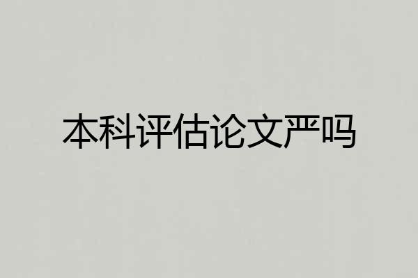 本科评估论文严吗