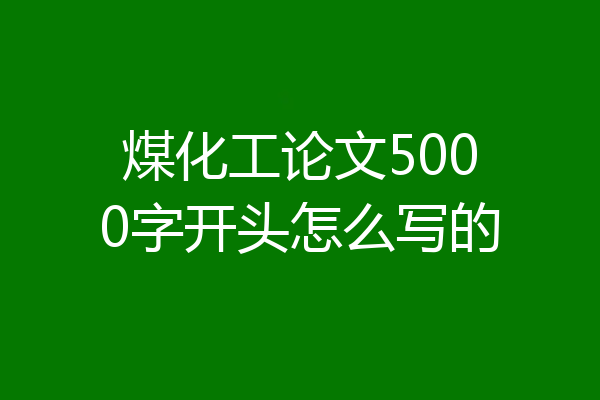 煤化工论文5000字开头怎么写的