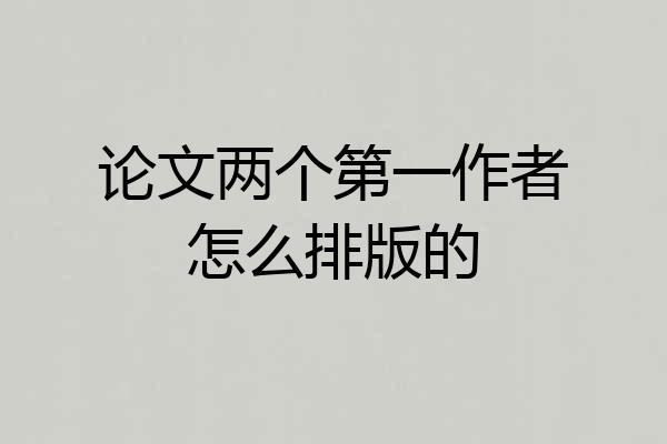 论文两个第一作者怎么排版的