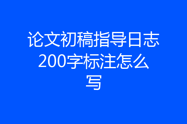 论文初稿指导日志200字标注怎么写