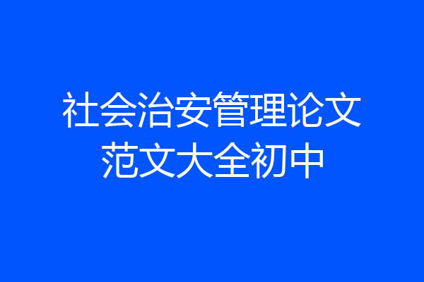 社会治安管理论文范文大全初中