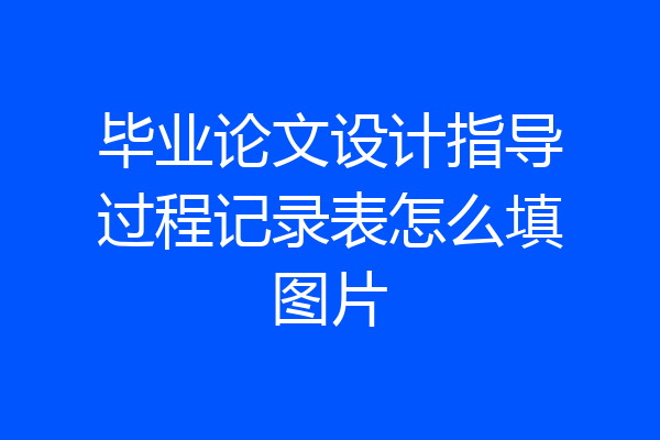 毕业论文设计指导过程记录表怎么填图片