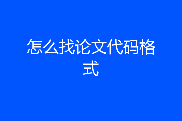 怎么找论文代码格式