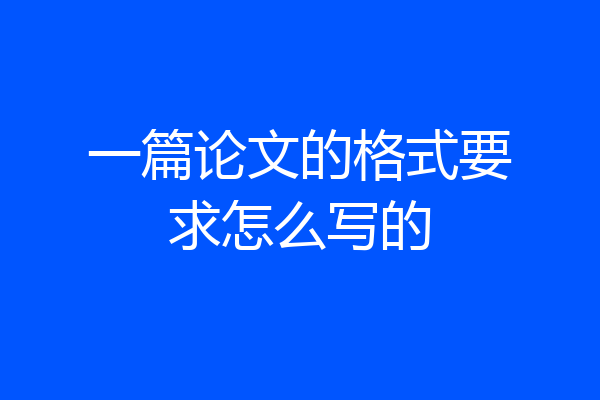 一篇论文的格式要求怎么写的