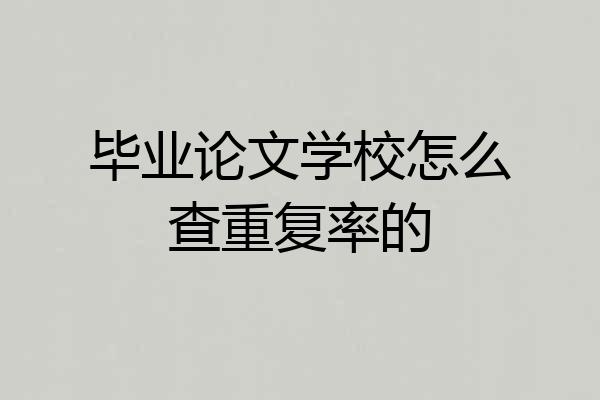 毕业论文学校怎么查重复率的