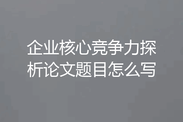 企业核心竞争力探析论文题目怎么写