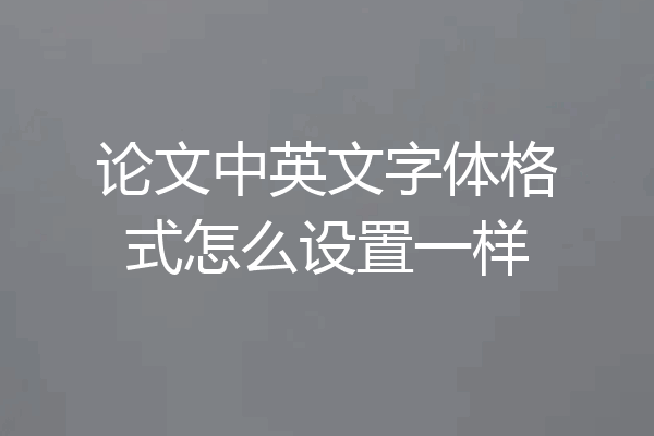 论文中英文字体格式怎么设置一样