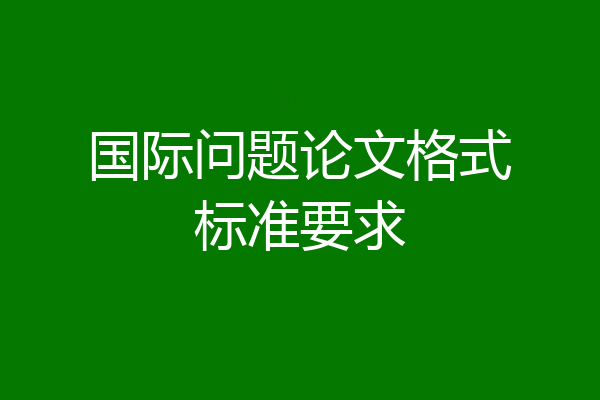 国际问题论文格式标准要求
