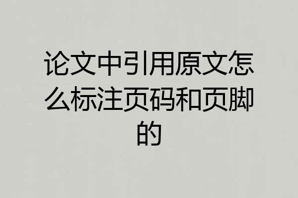 论文中引用原文怎么标注页码和页脚的