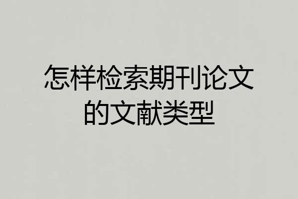怎样检索期刊论文的文献类型