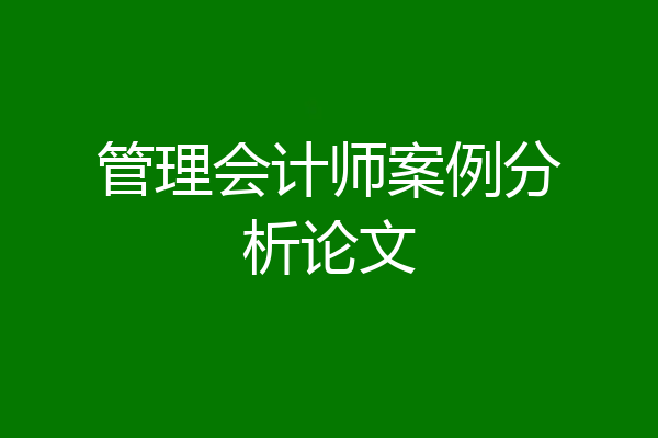 管理会计师案例分析论文