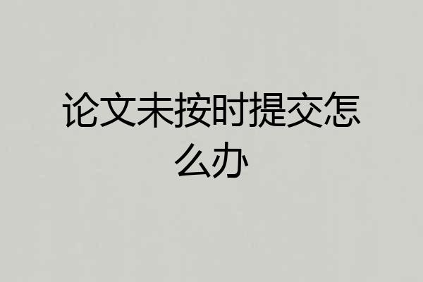论文未按时提交怎么办