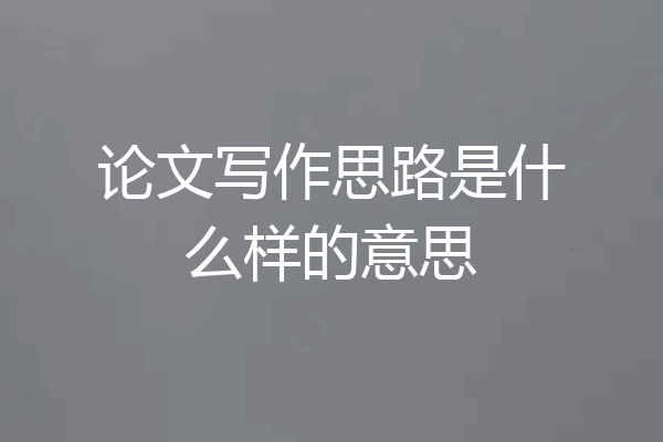 论文写作思路是什么样的意思