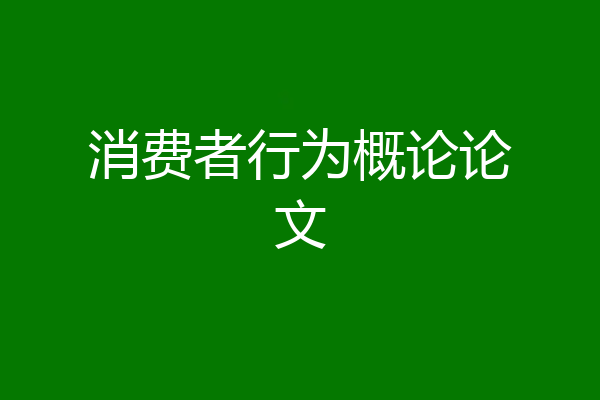 消费者行为概论论文
