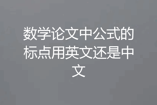 数学论文中公式的标点用英文还是中文