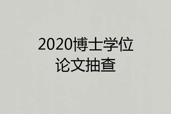 2020博士学位论文抽查