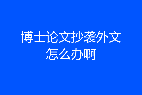 博士论文抄袭外文怎么办啊