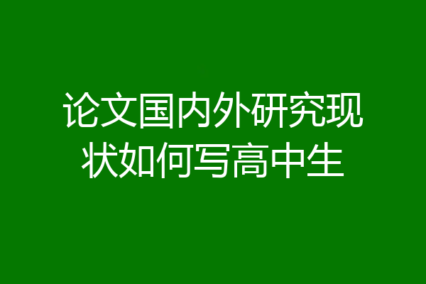 论文国内外研究现状如何写高中生