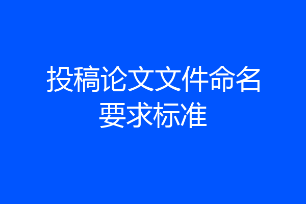 投稿论文文件命名要求标准