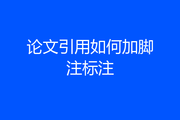 论文引用如何加脚注标注