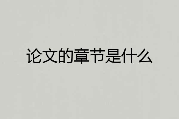 论文的章节是什么