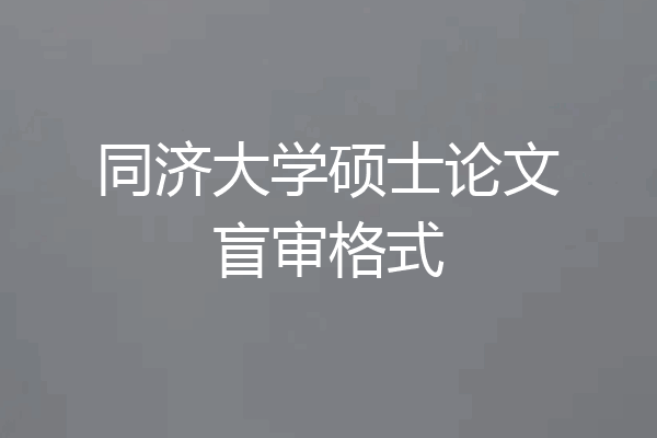 同济大学硕士论文盲审格式