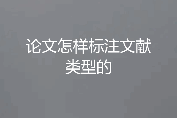 论文怎样标注文献类型的