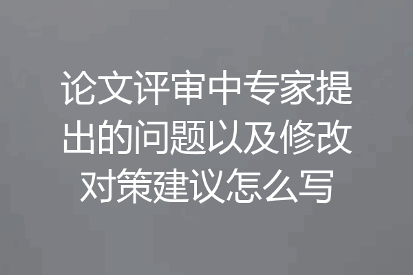 论文评审中专家提出的问题以及修改对策建议怎么写