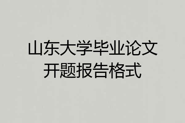 山东大学毕业论文开题报告格式