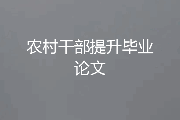 农村干部提升毕业论文