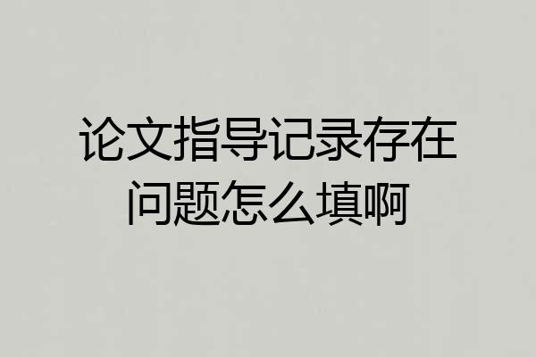 论文指导记录存在问题怎么填啊