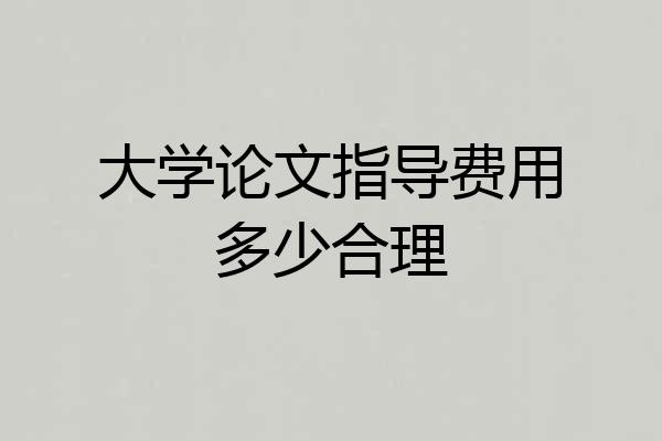 大学论文指导费用多少合理