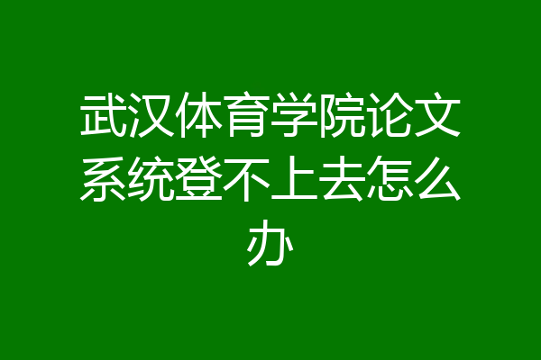 武汉体育学院论文系统登不上去怎么办