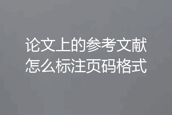 论文上的参考文献怎么标注页码格式