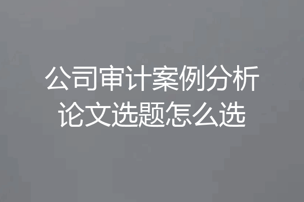 公司审计案例分析论文选题怎么选