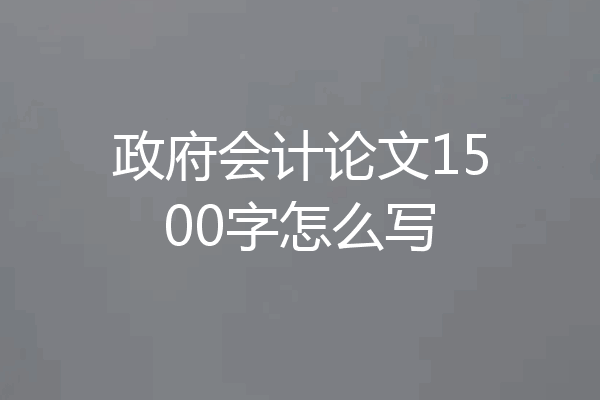 政府会计论文1500字怎么写