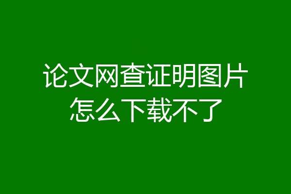 论文网查证明图片怎么下载不了