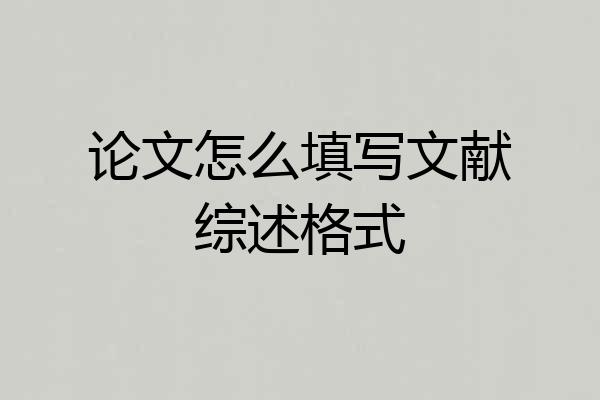 论文怎么填写文献综述格式