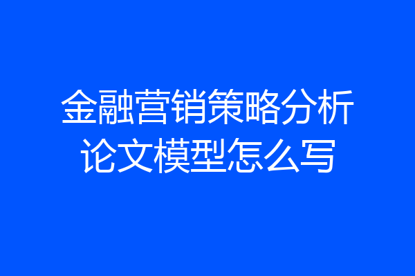 金融营销策略分析论文模型怎么写